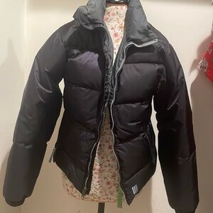 Burton Down Super Lava Puffer Jacket Black Ski Snowboard small